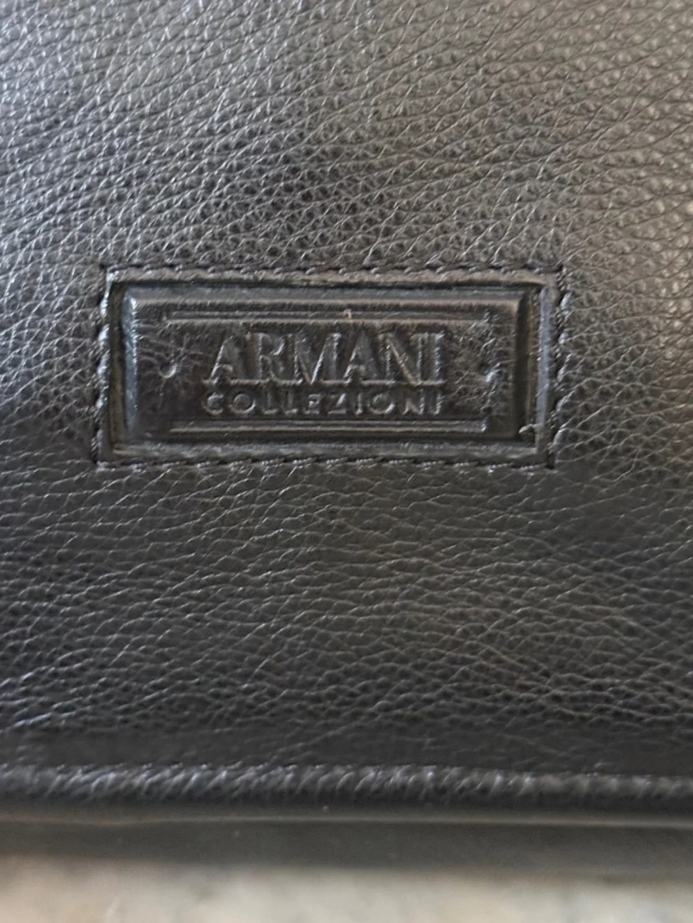 Armani Collezioni Leather Briefcase Laptop Bag Black Messenger Business Bag